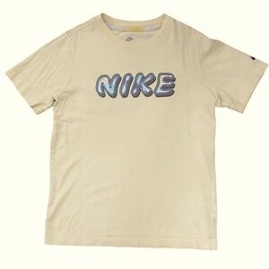 Nike, T-Shirt, Size YM, Yellow with Blue Tie Dye Logo